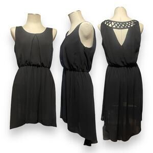 By & By High Low Crisscross Back Sleeveless Lightweight Dress Black Large